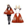 Christmas Eve Reindeer Cloak Costume With Headband Face Stickers Cosplay Party