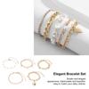 5pcs Elegant Bracelet Set Imitation Pearls Heart Alloy   Fashionable Hip Hop Bracelet
