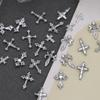 Minimalist Cross Nail Alloy Charms 30Pcs Box White K Diamond Metal Nail Accessories for DIY Nail Art Design
