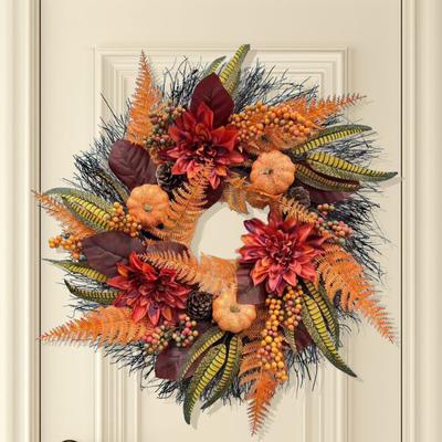 Thanksgiving Flower Wreath Decoration Front Door Hanging Wall Hanging