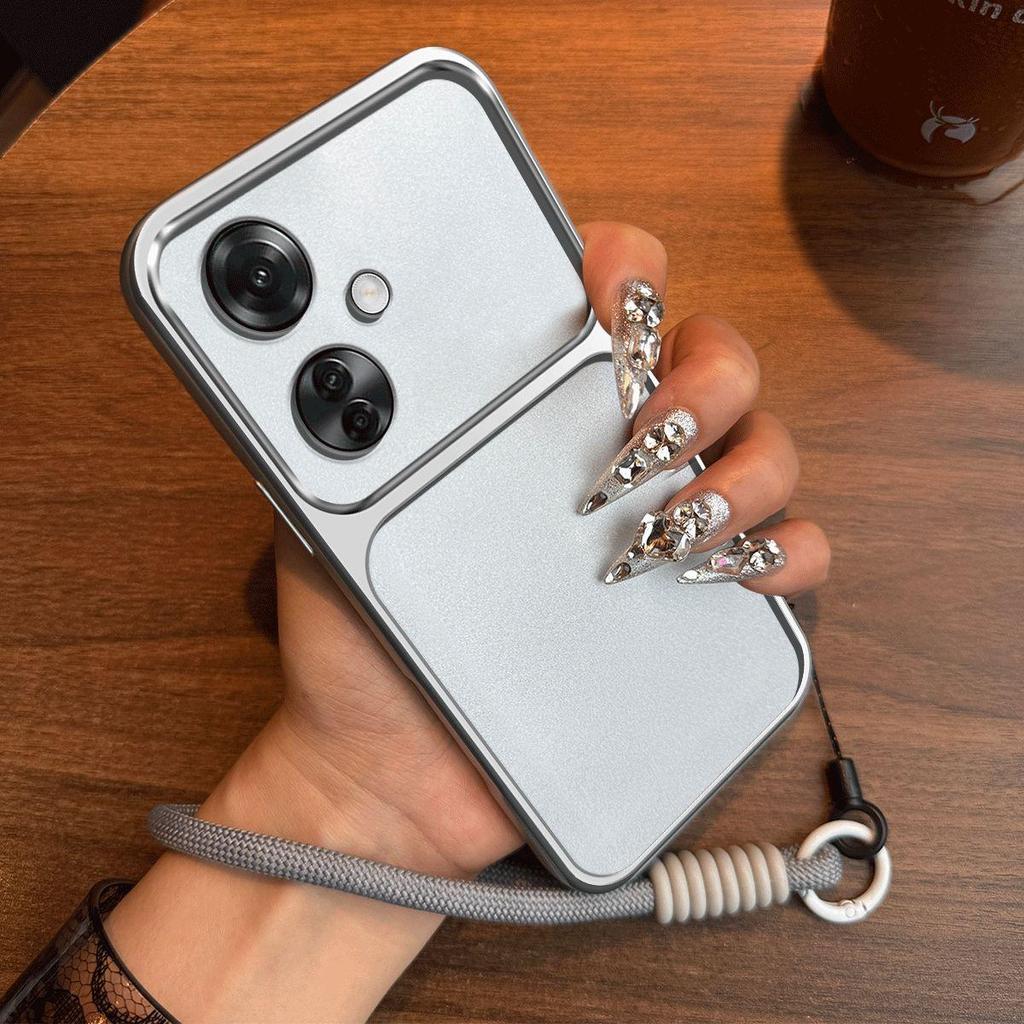 Luxury Big Window Phone Case with Lanyard for OPPO Reno11 F 5G Premium Textured Casing