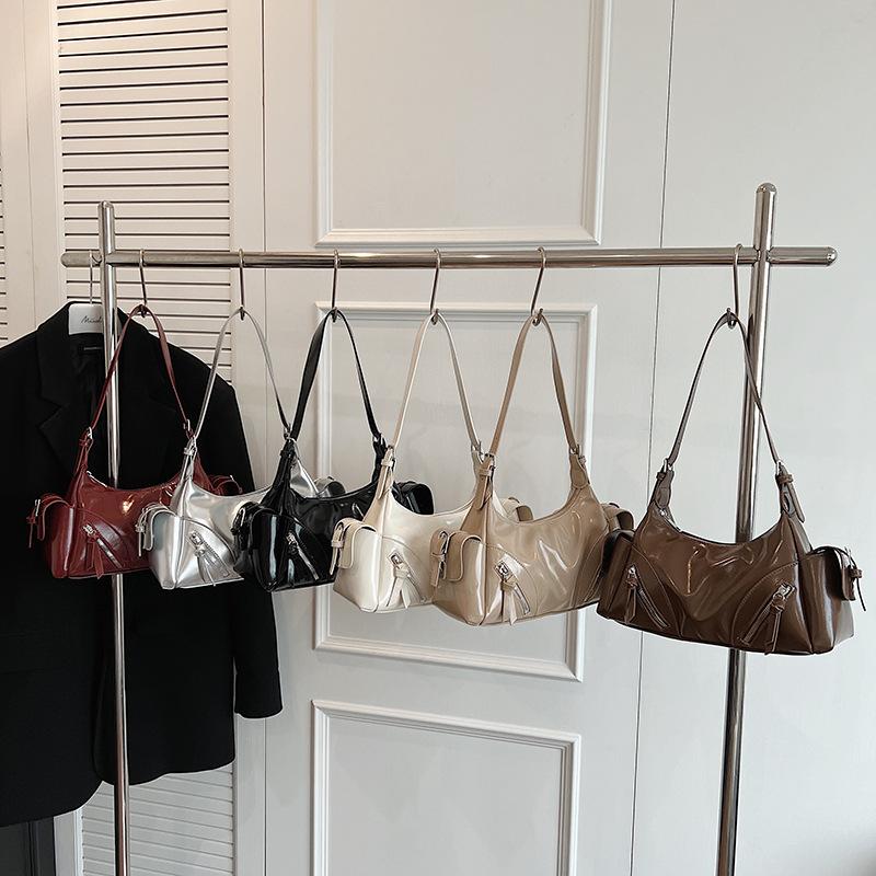 Red Wine Women's Bags Autumn New Trend Plutonium Leather Versatile Shoulder Bag Feminine Casual Travel Zipper Crossbody Bags