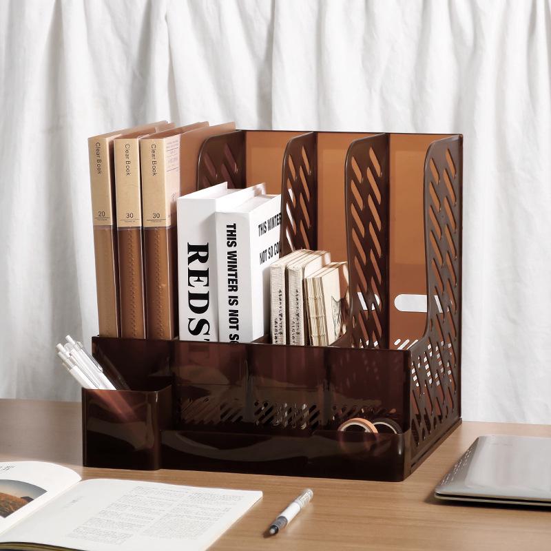 Retro Multi-Layer Pen Holder & A4 File Organizer for Desk