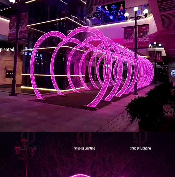 LED Heart Arch Tunnel Corridor Lighting for Cultural Tourism and Decorations