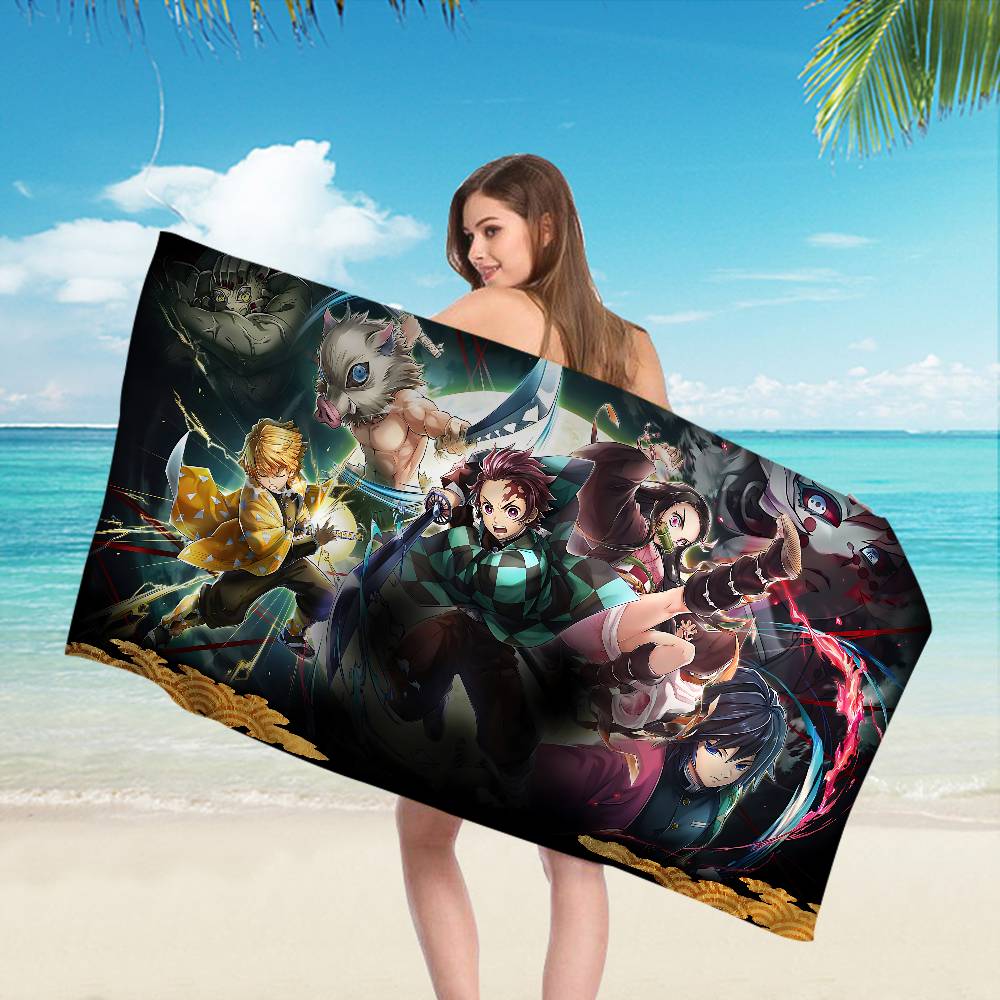 Demon Slayer Cartoon Beach Towel Cute Kawaii Room Decor Bath Girls Children Hand Towels For Bathroom Shower