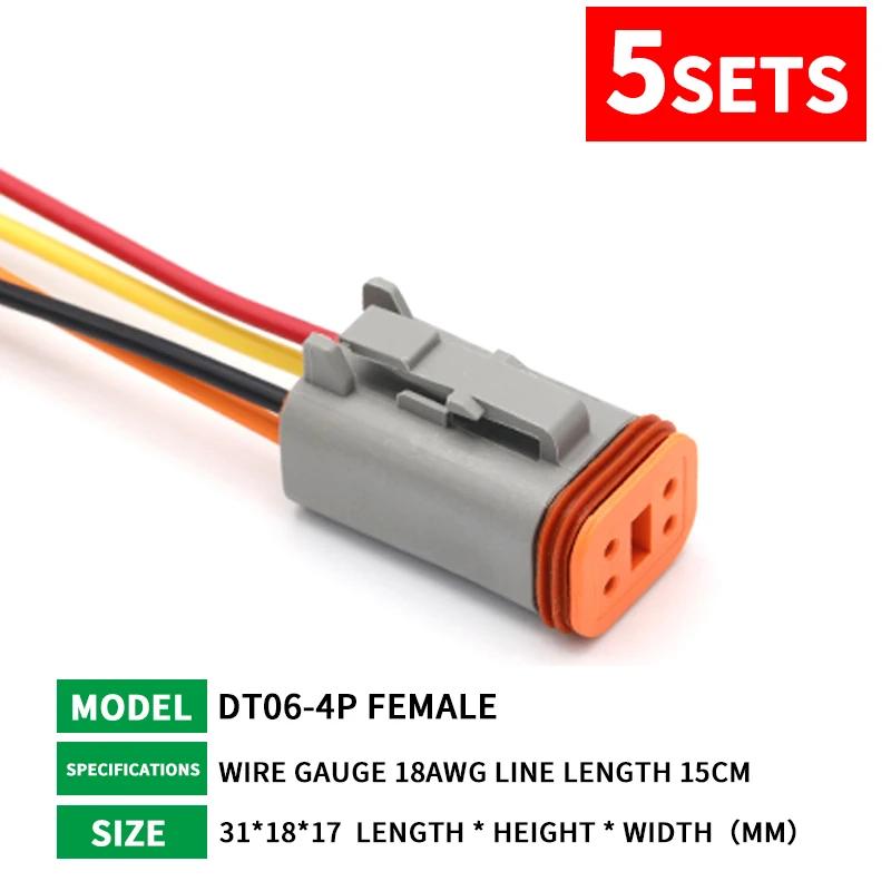 5 Sets Deutsch DT connector with 15cm Wiring harness DT06-2S/DT04-2P 2P 3P 4P 6P 8P 12P waterproof electrical connector