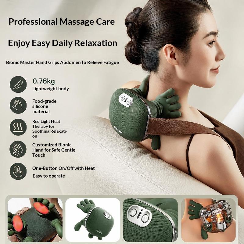 Neck Shoulder Massager With Heat,4D Bionic Fingers Simulate Real Palm Massage,3 Intensities&2 Heat Settings,Relax Muscle Tension