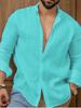 Men S Long Sleeve Solid Color Casual Cotton Linen Shirt