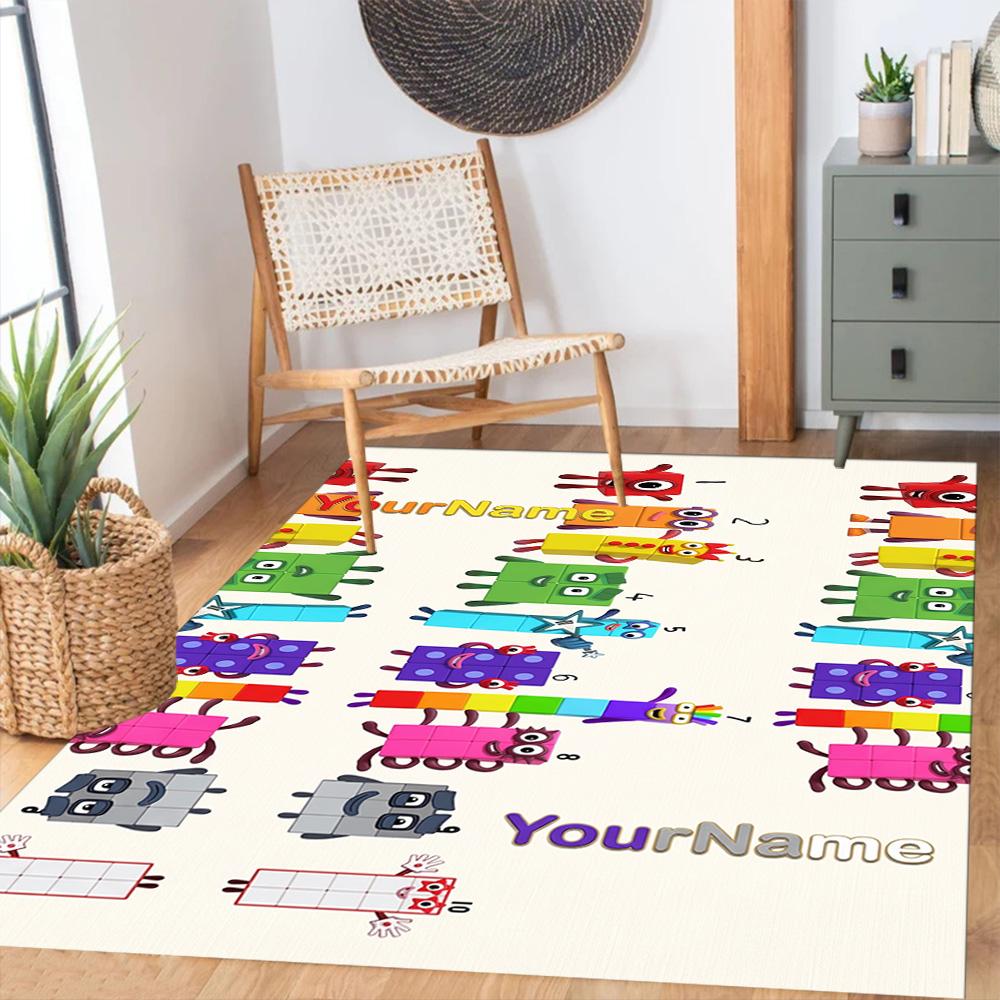 Numberblocks Personalized Name Floor Mat Design for Hallway Living Rooms Foyer Dining Room Antislip Carpet Anime Office Decor Best for Christmas