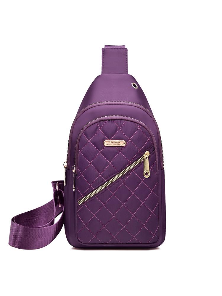 Women's Embroidered Nylon Chest Bag, Unisex Crossbody Sling Pack, Lightweight Travel Hiking Bag