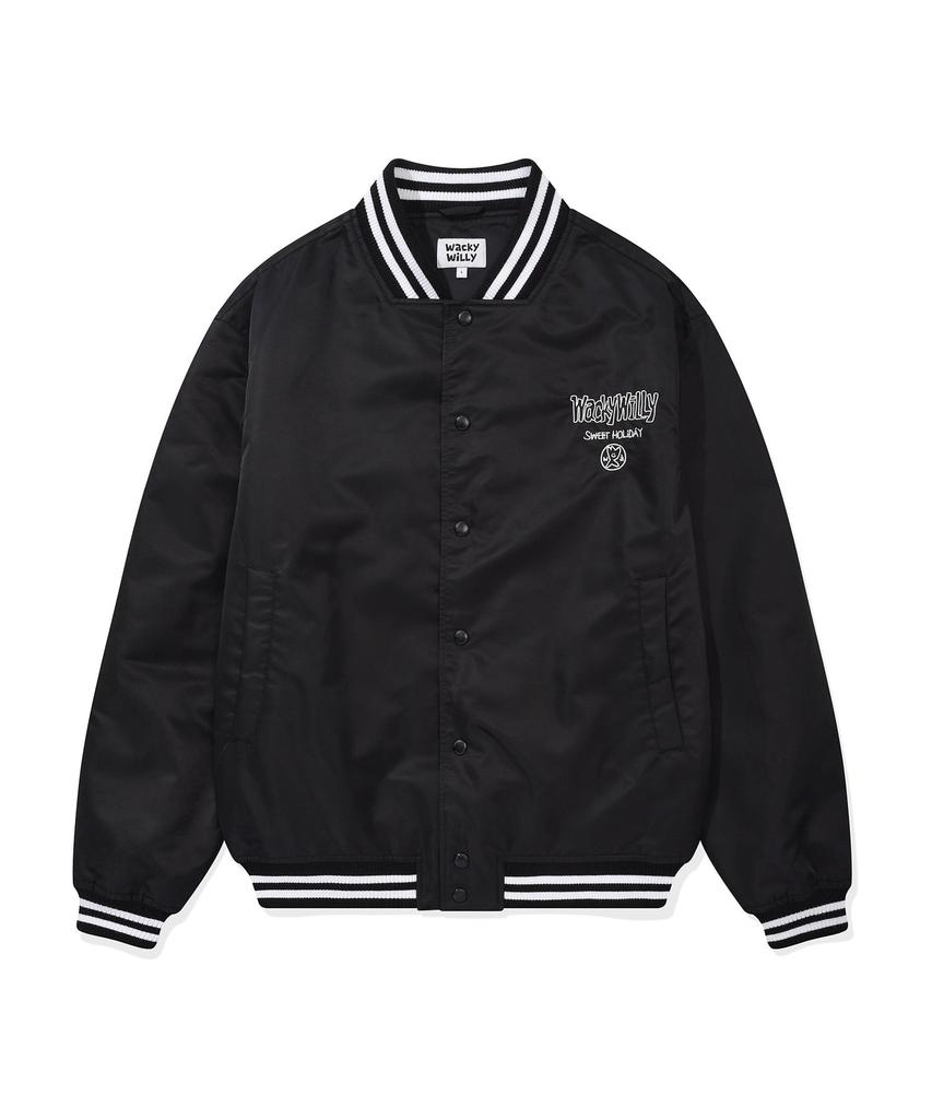 Wacky Willy Nylon Varsity Jacket Black