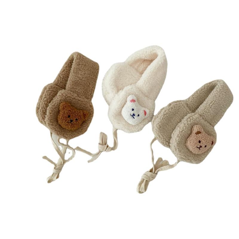 New Fashion Korea Women Winter Warm Plush Earmuff Ear Warmer Cute Bear Adults Kids Tie Plush Earmuffs