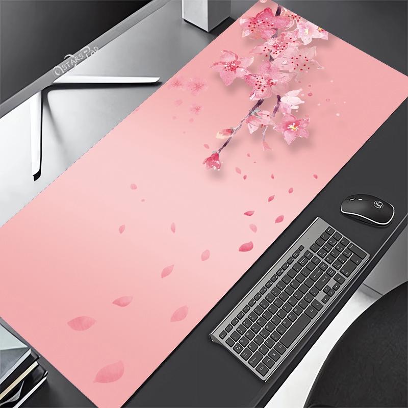 Cherry blossom mouse pad pastel pink desk mat cute sakura flowers xxl malaking Japanese gaming deskmat