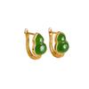 Gourd Ear Buckle Old Material Spinach Green Apple Green High-end Light Luxury Jade Earrings Jewelry