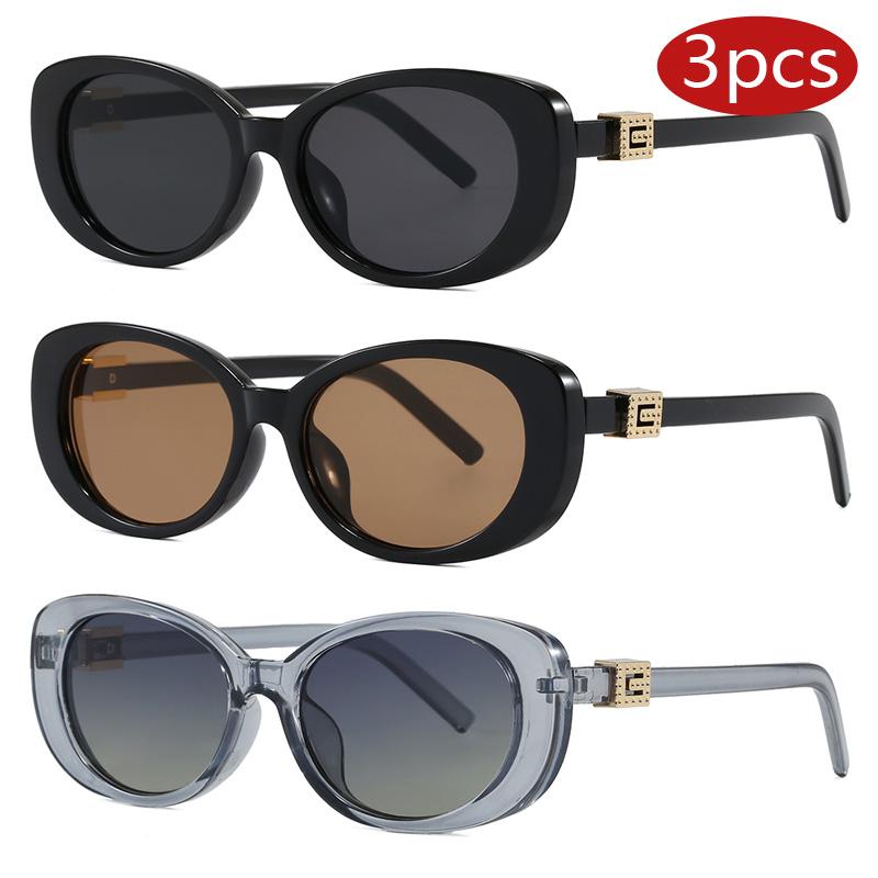 3pcs Luxury Brand Cat Eye Sunglasses Women Men Designer Small Frame Sun Glasses Female Popular Rive Shades UV400 Eyewear