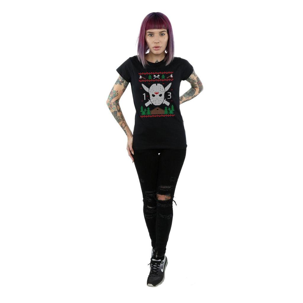 Friday 13th Womens/Ladies Christmas Fair Isle Cotton T-Shirt
