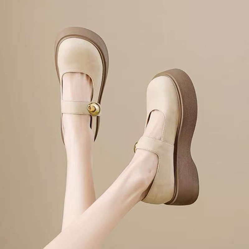 

Туфли Мэри Джейн на платформе женские весенне-летние новые сандалии с юбкой одинарные туфли женские французские маленькие кожаные туфли женские 40 бежевый