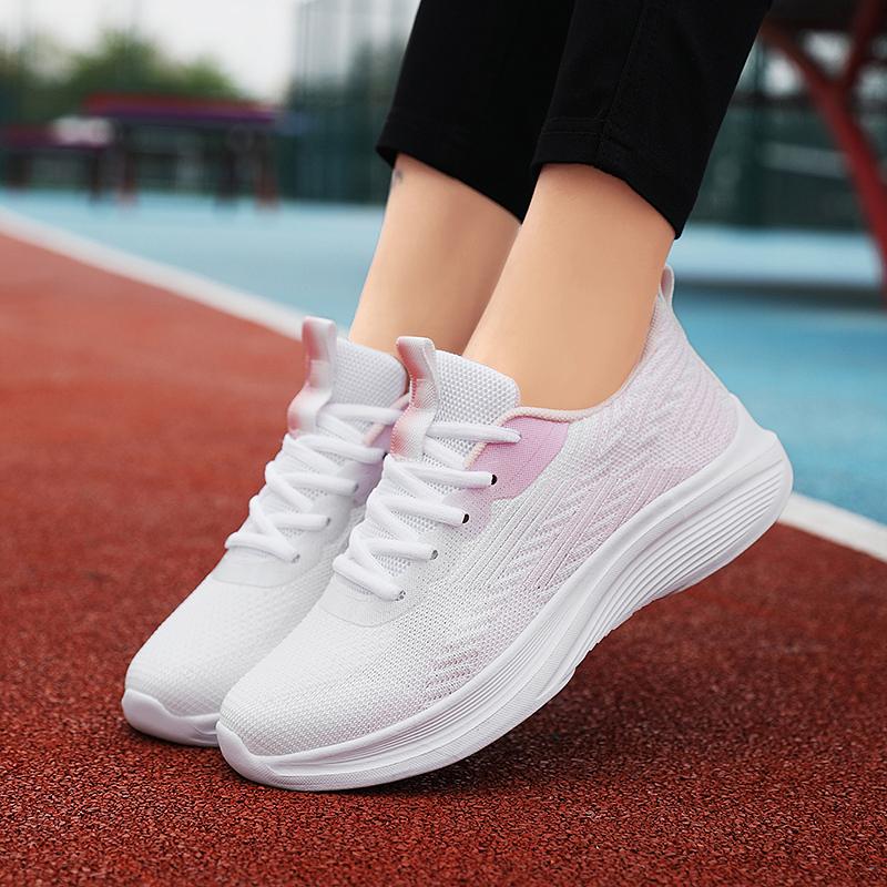 Breathable Knitted Running Shoes Unisex Lightweight Soft Sole Sneakers Non-slip Comfort Casual Trainers for Jogging Walking Fitness