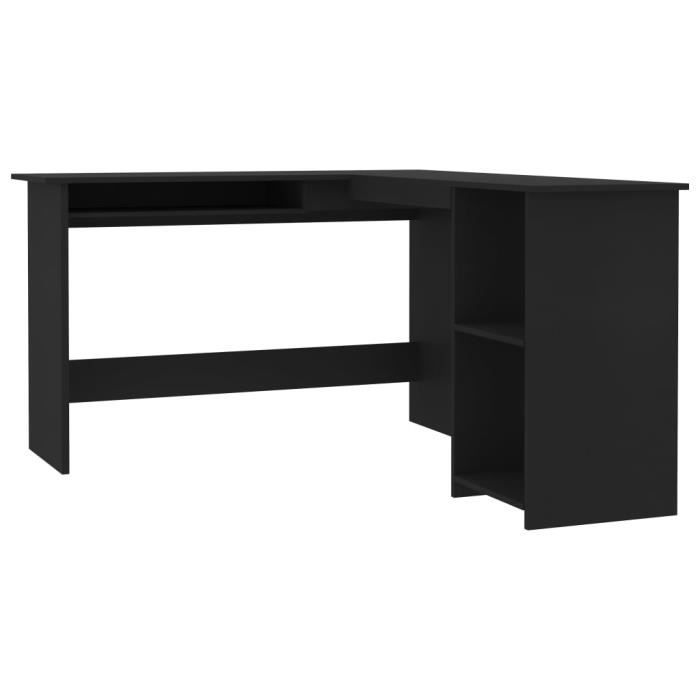 VidaXL Bureau d'angle en forme de L Noir 120x140x75cm bois ingénierie 800748