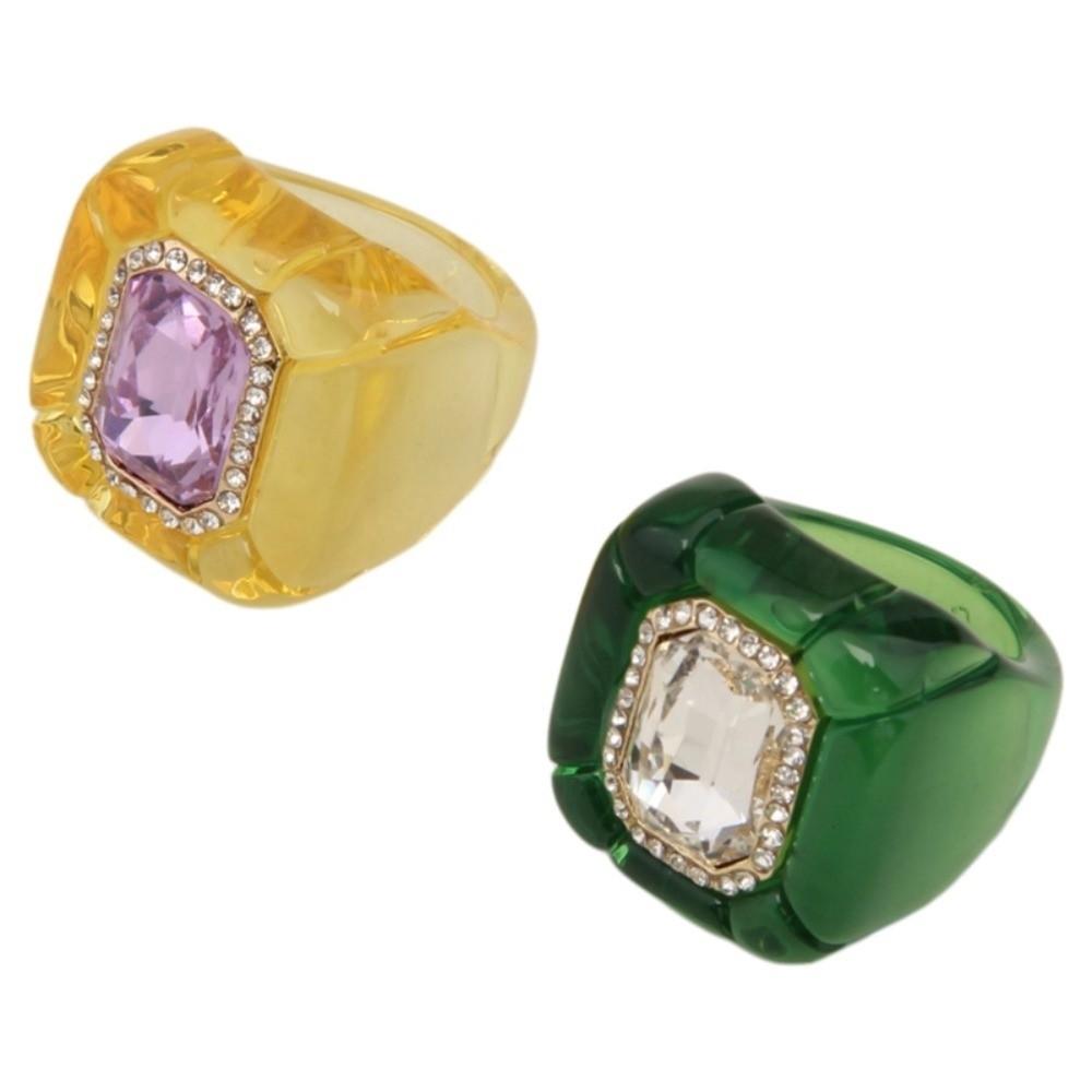 New Colorful Rhinestones Ring Three-dimensional Elegant Jewelry Finger Ring Geometric Square Ring Jewelry Accessories
