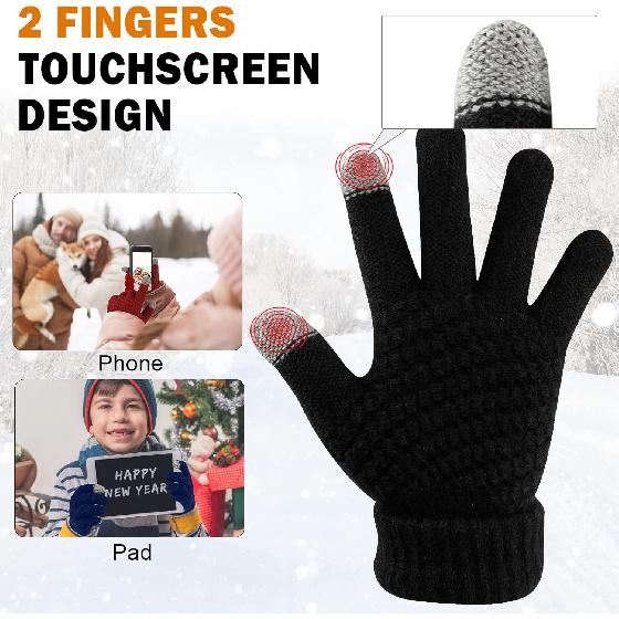 ONESING Kids Knit Gloves - Stretchy Gloves for Boys Girls Winter, Solid Finger Gloves for Children