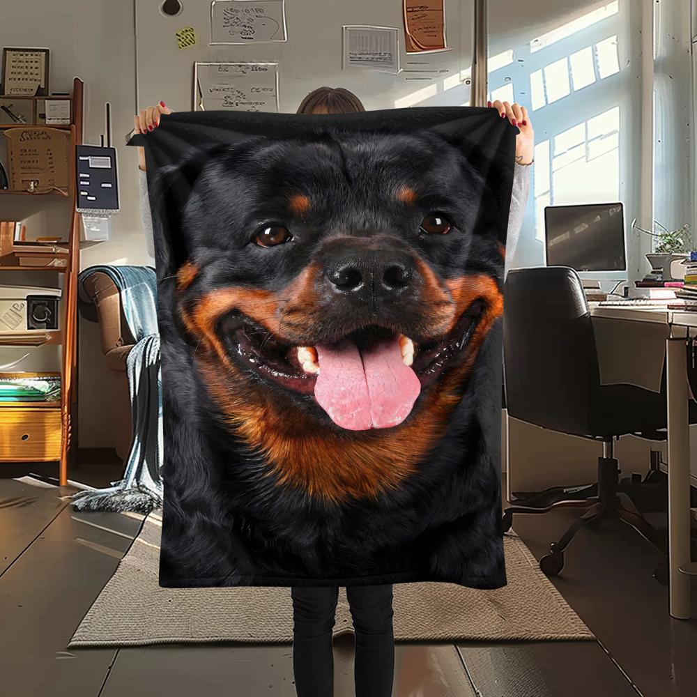 1Pc 3D Dog Puzzle Print Flannel Blanket, High quality Comfortable for All Seasons, Home Decor, Warmth and Comfort, Perfect for Gifts