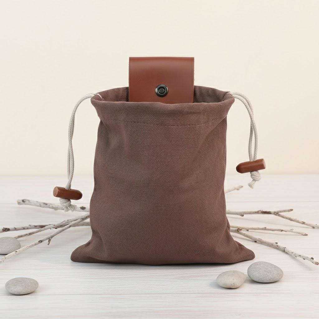 Collapsible Canvas Foraging Bag for Camping Hiking Beachcombing Outdoor Gear Mushroom Berry Picker Drawstring