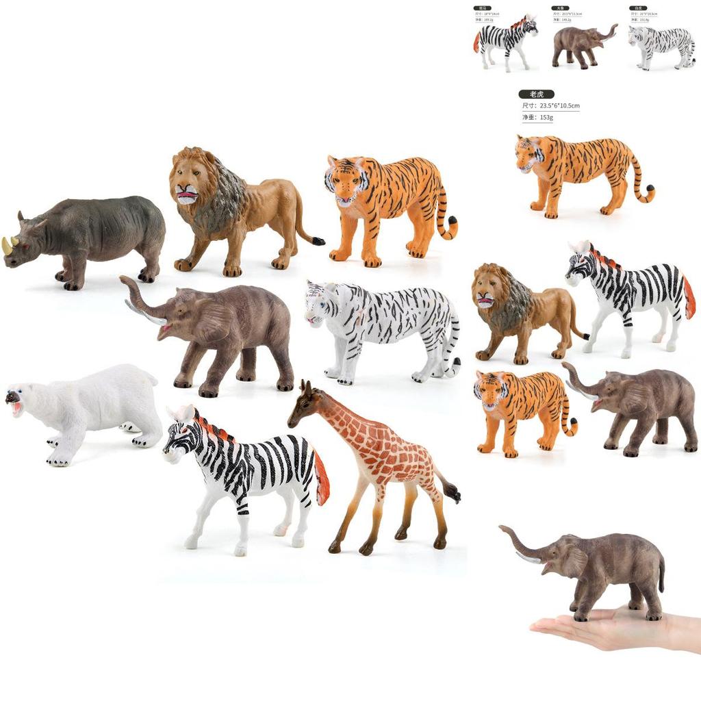 Realistic Pvc Forest Animal Model Set Featuring Elephant Tiger Lion For Kids Learning