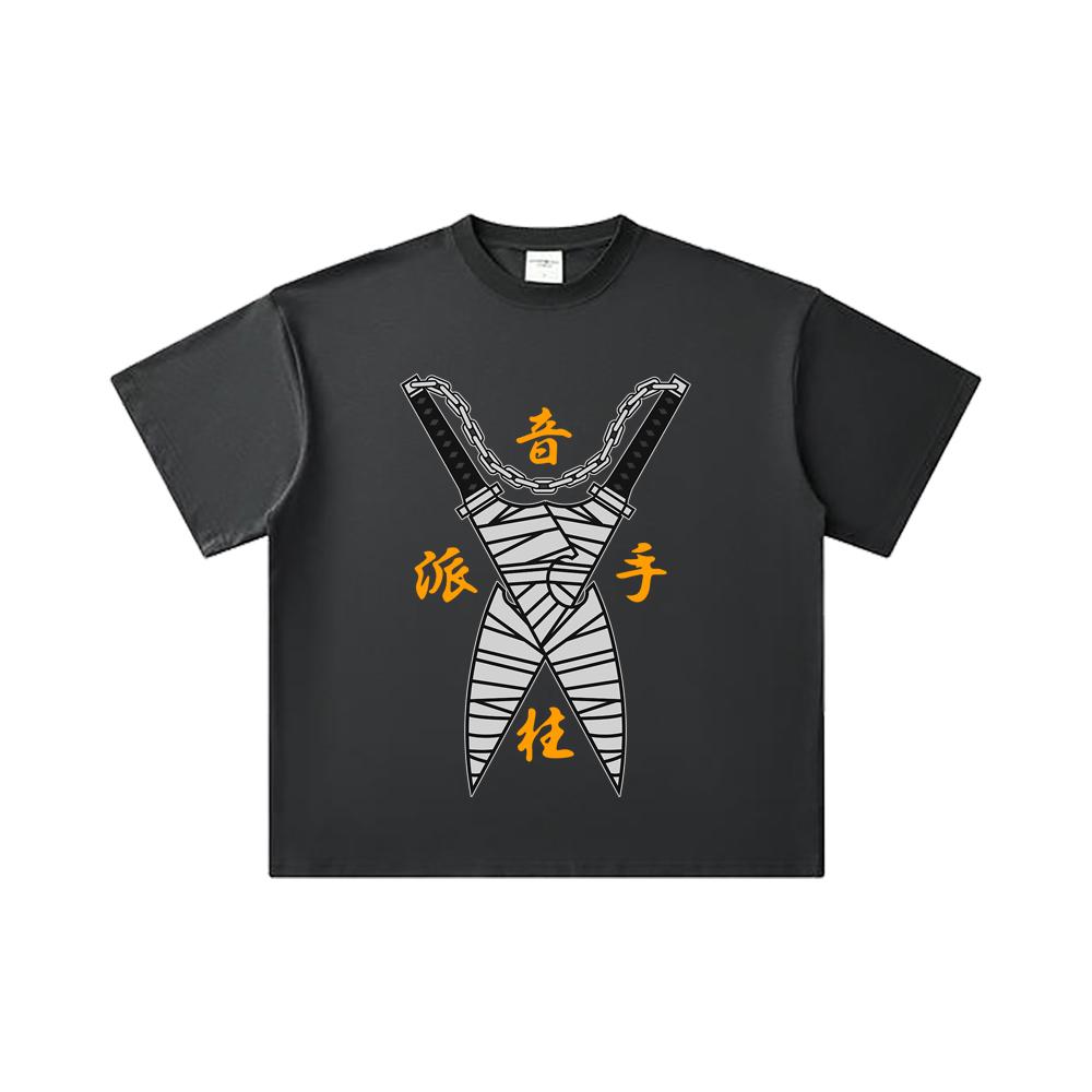 260 GSM Double Yarn 32 Count 100% Cotton Demon Slayer V65 Uzui Print Unisex Heavy Cotton T Shirt