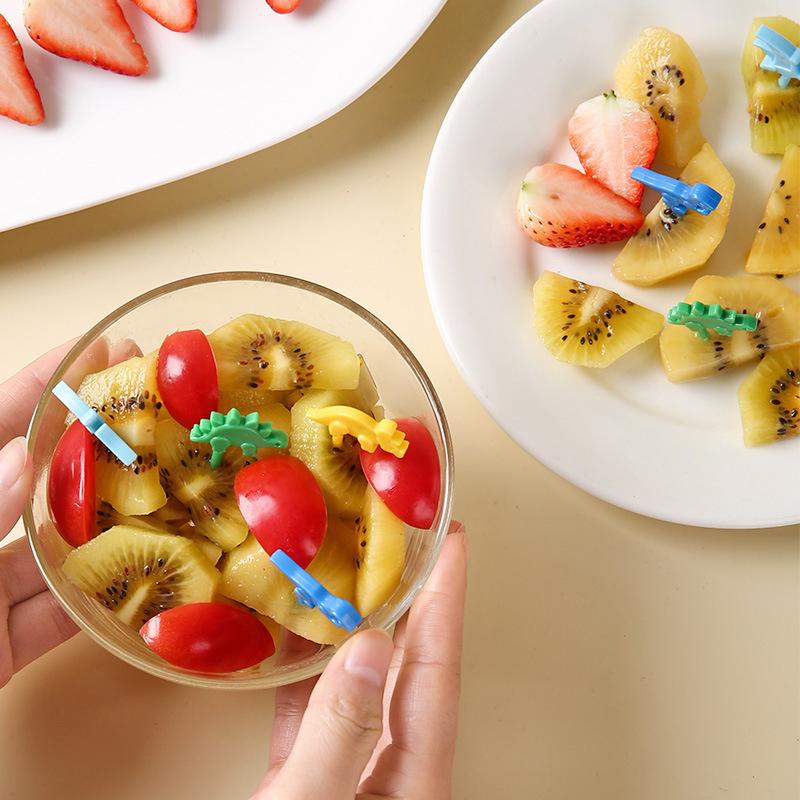 Cute Cartoon Dinosaur Fruit Fork Cute Eyes Cupcake Top Decoration Food Appetizer Toothpicks Bento Box Accessories
