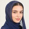 A007 Rhinestone & Pearl Embellished Long Scarf with Lace Trim