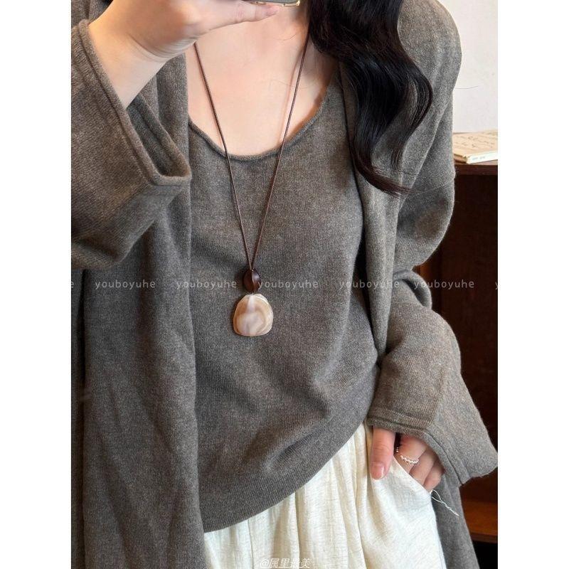 Chinese Aesthetics~ Retro smudged long necklace women's new sweater chain niche design accessories