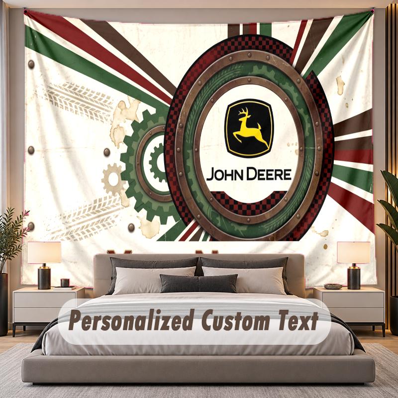 Benutzerdefiniertes Namens-Text-Wandteppich John Deere Personalisierter Polyester-Wandteppich für Schlafzimmer und Zimmer