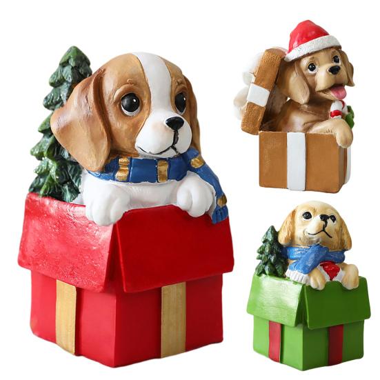 Christmas Puppy Resin Ornament Cute Puppy In Scarf Figurine Christmas Showcase Desk Home Office