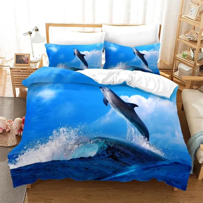 Comforter Dolphin Full Kids Ocean Animal Bedding Set Luxury Mediterranean Style Comforter For Adults Kids Bedroom Decor