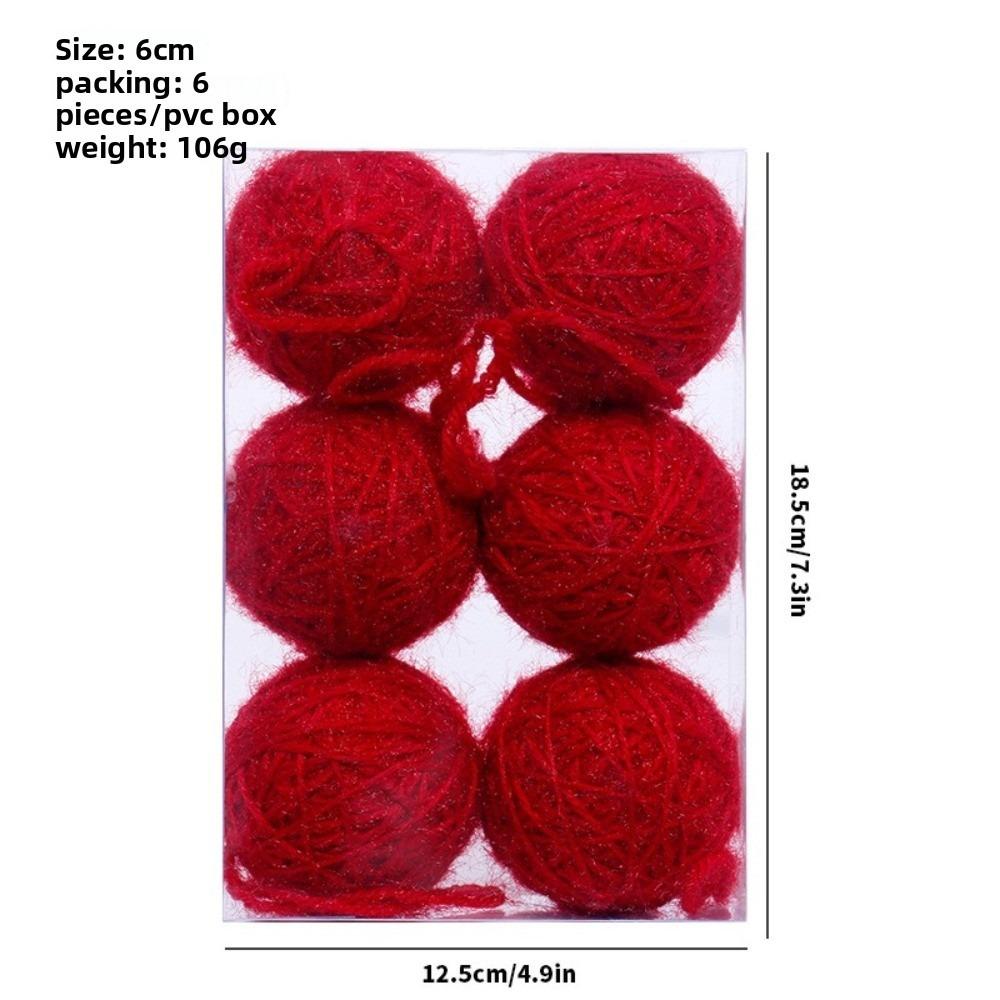 

6PCS New Yarn Christmas Ball Pendant Foam 6cm Xmas Tree Charm Xmas Tree Ornament Party Decoration