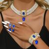 Women's Fashion Light Luxury Short Style Imitation Zircon Rhinestone Necklace Earrings Bracelet Zircon Set Party Festival Gift
