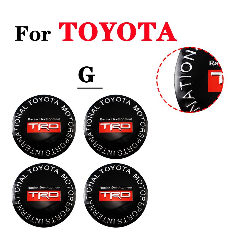 4pcs Car Wheel Stickers 56mm Auto Center Hub Cap Decal For Toyota Gazoo Racing TRD Corolla Yaris Chr Auris Rav4 Prius Prado