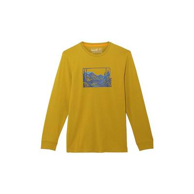 Camiseta de Manga Larga con Cuello Redondo y Estampado para Hombre Tops Amarillo A69DP-CY1