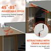 12'x10' Retractable Patio Awning Sun Shade Cover, Outdoor Shelter for Deck with Manual Crank, 120in Projection