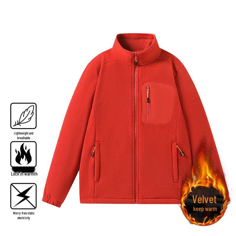 2025 Men's Windproof Fleece Jacket, Thickened Stand Collar, Warm Lining, Customizable and Available for Group Purchase