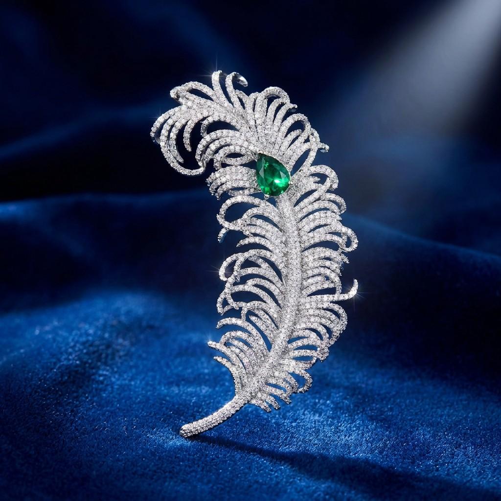 2026 Recommend Women's High-End Zircon Feather Brooch Classic Corsage Suit Accessories Jewelry Pin Buckle Wedding Gift Brooches