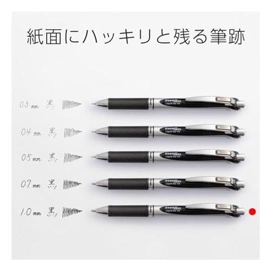 Pentel Ballpoint Pen Gel Ink EnerGel Knock Type 1.0mm Silver Barrel BL80-A Black