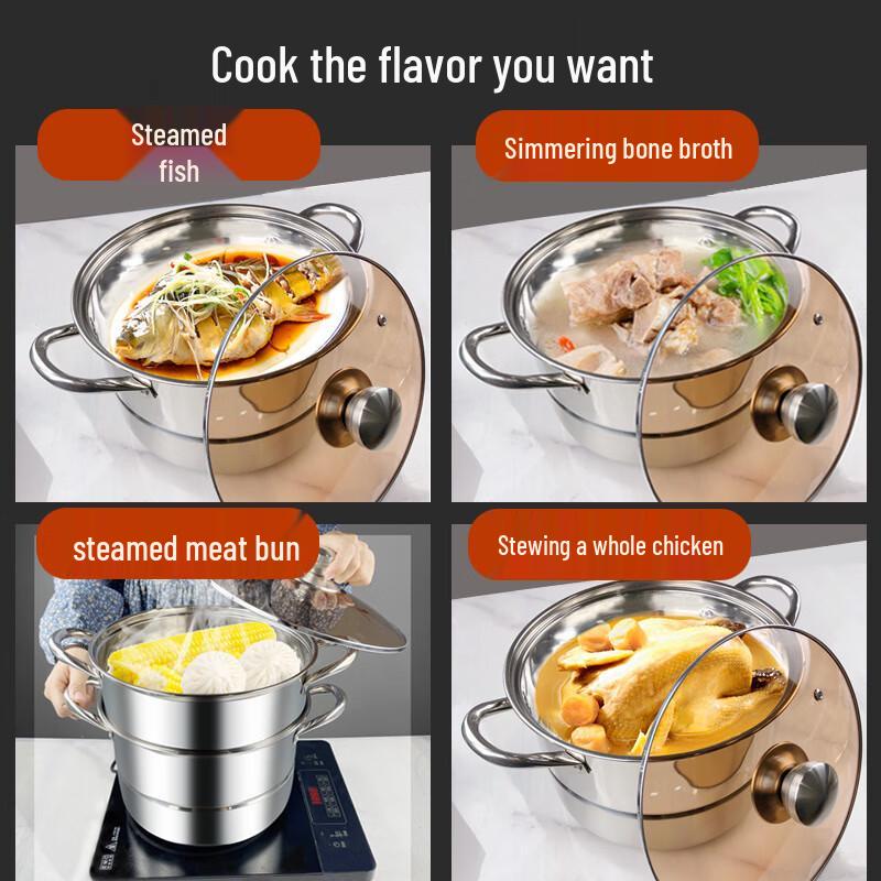 San Jia Long Thickened Stainless Steel Steamer & Soup Pot