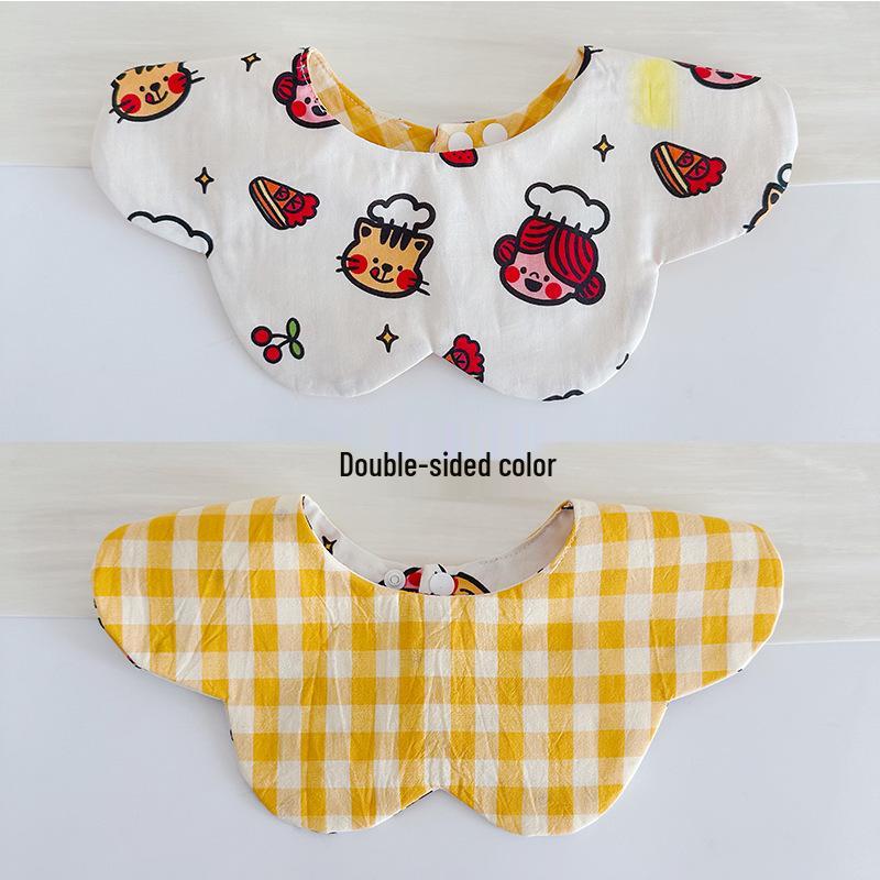 Korean Style Double-Sided Gauze Baby Drool Bib - Newborn Petal Design, Breathable