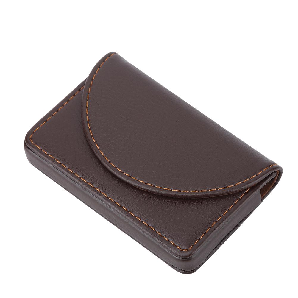 Portable Leather Business Name Card Holder Case Wallet Credit Card Holder Case (Coffee)
