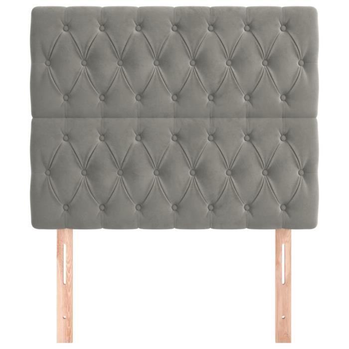 VidaXL Têtes de lit 2 pcs Gris clair 100x7x78-88 cm Velours3116710