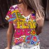 vintage women leopard print t shirt stripe short sleeve v neck tops comfortable t-shirts
