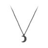 925 Black Moon Women's Trendy Clavicle Necklace - Simple Cold Style Celebrity Design