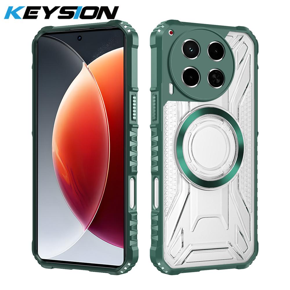 KEYSION Transparent Magnetic Case for TECNO Camon 30 4G oft Silicone+PC Heavy Duty Shockproof Phone Cover for TECNO Camon 30 5G